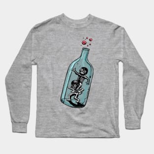 Playing skeletons in glass bottle Long Sleeve T-Shirt